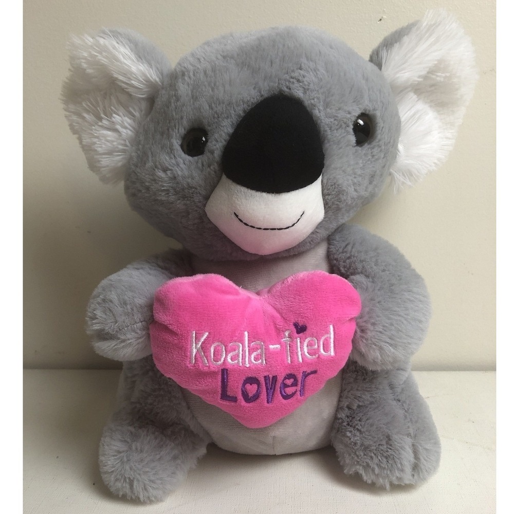 Vintage Koala‎ Plush Stuffed Animal Gray Valentine's Day Heart Koala-fied Lover